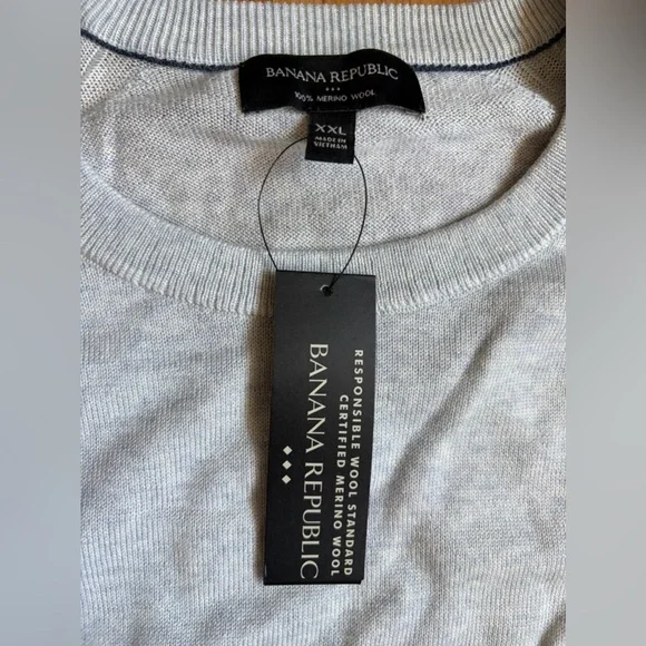 •NWT•Banana Republic Men’s 100% Merino Wool SweaterGreyXXL